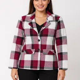bluewears Women Checkered, Printed Single Breasted Casual, Formal, Party, Festive & Wedding Blazer-picture-16