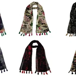 stolevilla Printed Chiffon Women Multicolor Scarf, Stole, Fancy Scarf-picture-11