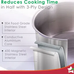 wonderchef Nigella Tri-ply Sauce Pan 18 cm diameter 2.2 L capacity image 3