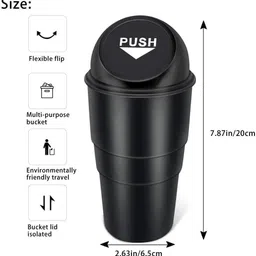 augen Mini Car Trash Bin Cup Holder | Compact Vehicle Garbage Can (Black, Pack of 1) Car Trash Bin Bag image 5