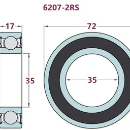 sinal Pack of 2 Ball Bearing 6207 2RS with 35mm inner and 72mm outer (BER29.1) Wheel Bearing image 3
