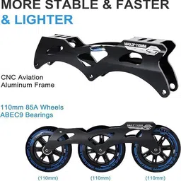 viel spiel 3 Wheel Adjustable with 100 MM PU In-line Skates In-line Skates - Size 6-9 UK image 5