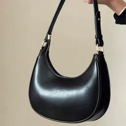 decorz Black Women Sling Bag Small Crescent Leather Shoulder Bag for Women Crossbody Half Moon Hobo Bag-picture-16
