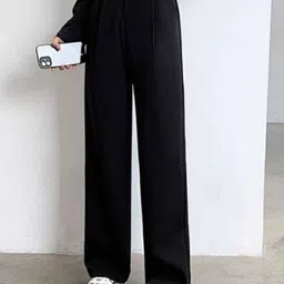 next one Women Loose Fit Black Lycra Blend Trousers-picture-22