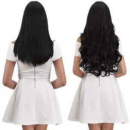 a h s Natural Black Wavy Style 24 Inch Extension Hair Extension image 4