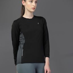 hrx by hrithik roshan Women Solid Round Neck Polyester Black T-Shirt-picture-45