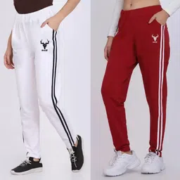hokkai Pack of 2 Women Striped White, Red Track Pants-picture-17
