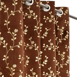 fabdrape 152.4 cm (5 ft) Window Velvet Room Darkening Curtain (Pack Of 2) image 1