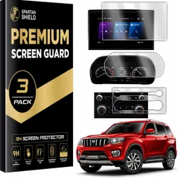 spartan shield Screen Guard for MAHINDRA SCORPIO N 2022-Running || INFOTAINMENT 8 INCH + INSTRUMENT CLUSTER + AC CONTROL PANEL Protector || Car TouchScreen Display Accessories ScorpioN 2025 [Not Tempered Glass]-picture-11