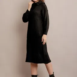nobarr Women Sweater Black Below Knee Dress image 3