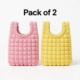 zucllin Playful Textured Mini Tote – Bubble Knit Ruched Handbag for Stylish Outfits Pack of 2 Grocery Bags-picture-26