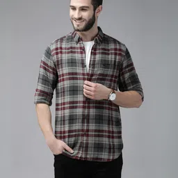 the bear house Men Slim Fit Checkered Button Down Collar Casual Shirt-picture-38