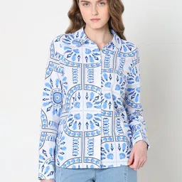 vero moda Women Regular Fit Printed Spread Collar Casual Shirt image 3