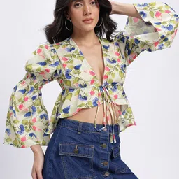 glitchez Casual Regular Sleeves Printed Women Green Top-picture-17