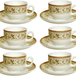 cello Pack of 12 Opalware Divine Oro Cup & Saucer 160 ml-picture-11