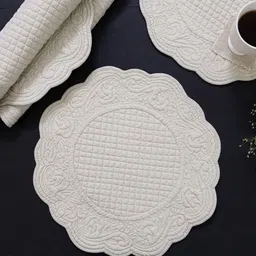 design gaatha Beige (15.7 x15.7 ) Quilted Cotton (Set of 2) Placemat image 1