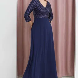 tadkeshvar Women Maxi Maroon Full Length Dress image 2