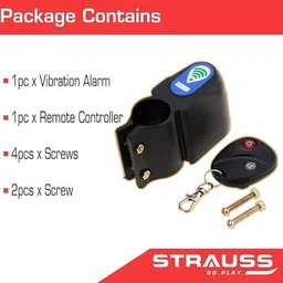 strauss Wireless Security Alarm with Smart Remote | Anti-Theft Pack of 4 Bicycle Lock image 3