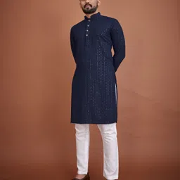ocmoh Men Chiffon Kurta Pyjama Set-picture-20