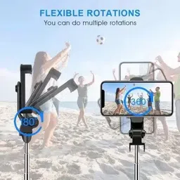 Wolgite Portable Wireless Selfie Stick, Extendable Selfie tripod Vlog Stand for Youtube and Detachable Wireless Bluetooth Remote, Ultra Compact Selfie Stick for Mobile Tripod Bracket, Tripod image 2