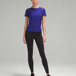 ap'pulse Women Solid Round Neck Pure Cotton Blue T-Shirt image 4