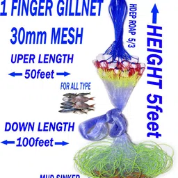 purkait fishnet 1 FINGER 30mm GILLNET MUD SINKER, HEIGHT 5F, UP LENGHT 50F, DOWN LENGHT 100F Fishing Net-picture-30