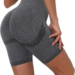 shoppy villa Solid Women Grey Gym Shorts, High Waist Shorts, Running Shorts, Sports Shorts-picture-35
