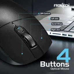 Frontech MS-0056 1600DPI | USB Nano Receiver | Wireless Ergonomic Optical Mouse with Bluetooth image 5