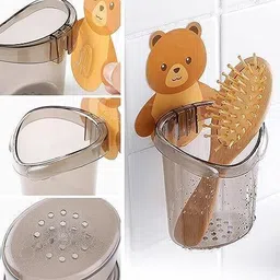 radha Pack of 2 Teddy Bear Tooth Brush Holder with Adhesive Sticker (No Drill) x2.464 Hook 1-picture-10