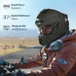 smk Typhoon Solid Dual Visor Helmet Motorbike Helmet image 3