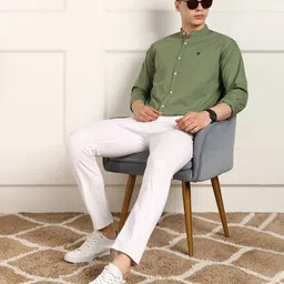 fubar Men Slim Fit Solid Mandarin Collar Casual Shirt image 3