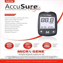accusure Simple Blood Glucose Monitoring With 25 Strips Glucometer image 3