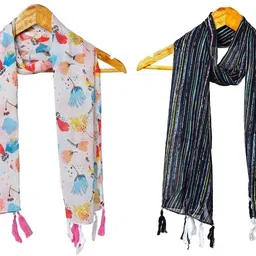 stolevilla Printed Chiffon Women Multicolor Scarf, Stole, Fancy Scarf image 1