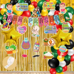 agk Annaprashan Ceremony Decoration Kit, Curtain, Banners, Balloons and Star Foil-picture-19