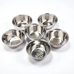 Stainless Steel Serving Bowl (6 Pcs ) | Floral Design | Katori for Kitchen , Daily use Bowl-image-22