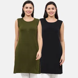 fleximaa Women Green, Black Tank Top/Vest image 1