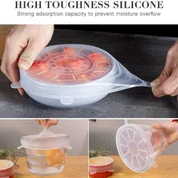 dj finder 6 Pcs Multi Size Reusable Silicone Lids Food and Bowl Covers 2.6 inch, 3.7 inch, 4.5 inch, 5.7 inch, 6.5 inch, 8.3 inch Lid Set, Pack of 1 image 4