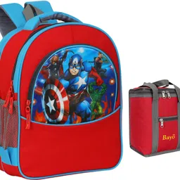 bayo Avengers Red 30 Liter 16 ×12 inch Pre-School 31cm For Nursery (LKG/UKG/1st std) Boys School Bag With 1 Lunch Bag Waterproof School Bag Waterproof School Bag-picture-27