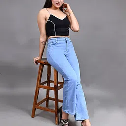 itup Women Straight Fit Mid Rise Blue Jeans-picture-28