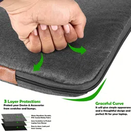 hvh world Laptop Sleeve Case | 15.6 | Zipper Closure | Water Repellent PVC | Grey & Tan Laptop Sleeve/Cover image 5