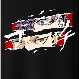 houseofcommen Men Graphic Print Hooded Neck Black Sweater image 2