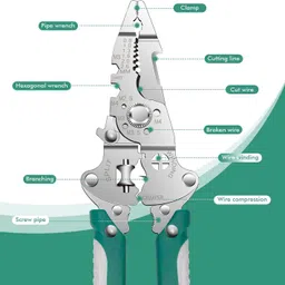 taxila Wire Stripper Cutter 9-in-1 Multi-Purpose Electrical Stripping Tool Punch Plier-picture-28