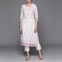 libas Women Floral Print Cotton Blend Straight Kurta-picture-10