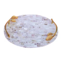 home arte Mother of Pearl Serving Tray with Handles for Home & Dining image 3