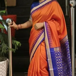 ayezal Temple Border Sambalpuri Cotton Silk Saree image 2