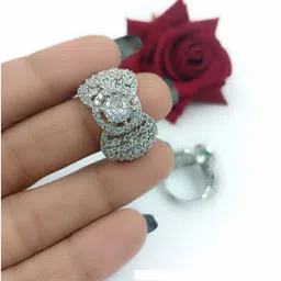 manuvi jewels American Diamond(AD) Alloy Cubic Zirconia Silver Plated Ring-picture-17