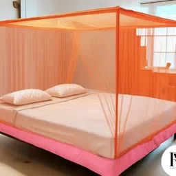 rm enterprises Air Flowable Orange Double Bed (6x7)ft HDPE - High Density Poly Ethylene Washable Adults Mosquito Net-picture-16