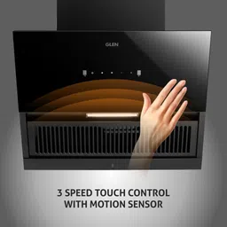 glen CH6064AC90 Glass Filterless Chimney with Motion Sensor 1200 m3/h 90cm Auto Clean Wall Mounted BLACK 1200 CMH Chimney image 4