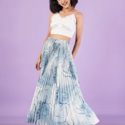 zwerlon Women Printed A-line Grey, Blue Skirt image 4