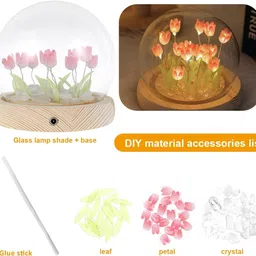 dwiza enterprise 3D Tulip Mirror Lamp,Tulip Flower Table Lamp/Bedside Lamp,Desk Lamp Night Lamp image 5